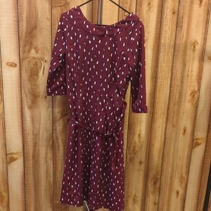 ModCloth Pretty Vacant Penguin Dress Burgundy 50s Rockabilly retro  UK 12